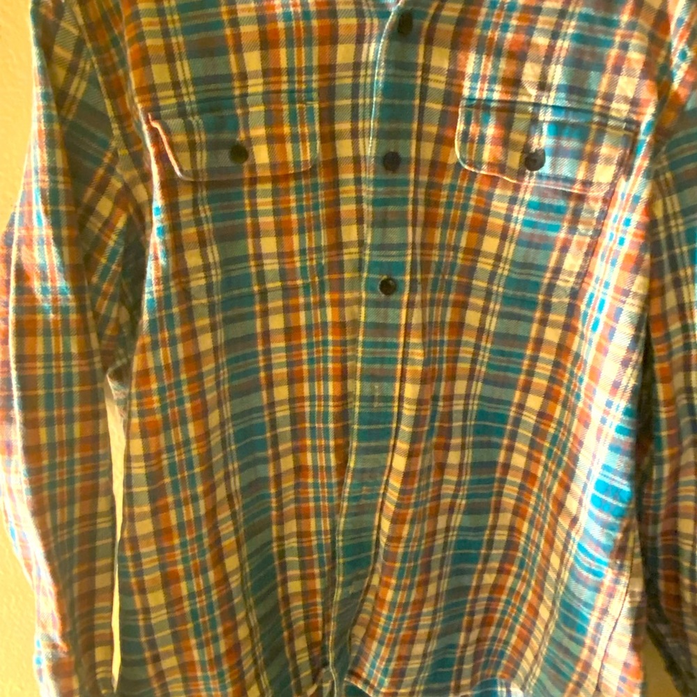 LL Bean Flannel Mens Large Slightly Fitted Shirt Check Gordon Tartan Plaid Blue